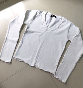 White V-Neck Top For Women