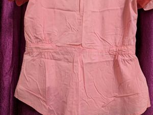 Cute Pink Fitted Korean Shirt