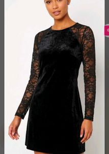 Black Velvet Lace Dress.m..