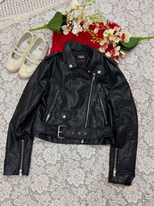 Black Faux Leather Biker Jacket