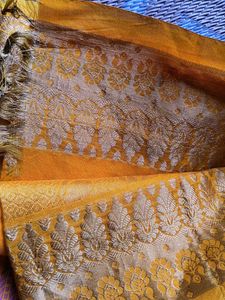 Vibrant Yellow Saree with Purple Border