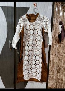Elegant White Crochet Kurta