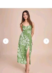 Chic Green Floral Midi Dress
