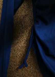 Navy Blue Cinched Waist Long Sleeve Top