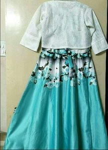 Beautiful Blue Floral Dress with Jacket