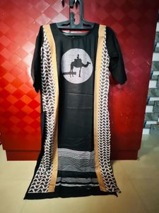 Stylish Black Kurta with Camel Print