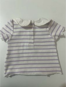 Cute Striped Baby Top with Peter Pan Collar
