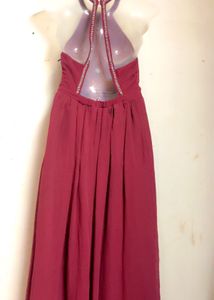 Burgundy Halter Maxi Dress