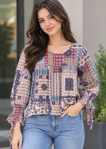 Bohemian Patchwork Long Sleeve Top