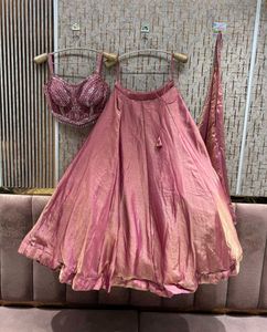 Designer Pink Sequined Lehenga Choli