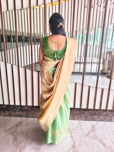 Elegant Gold Banarasi Saree