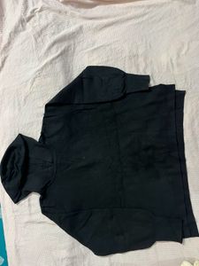 Black Hooded Pullover Sweatshirt