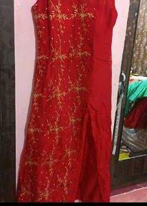 bust 44 Elegant Red Embroidered Kurta