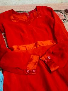 Plain Red Colour Dress