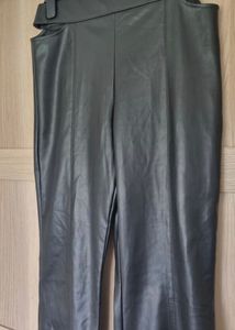 ZARA Black Faux Leather Cut-Out Pants