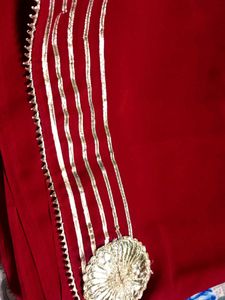 Elegant Red Saree with Gold Embellishments