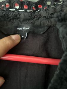 Black Broderie Anglaise Top