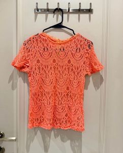 Bright Orange Lace Top