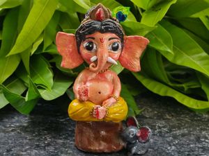cute Handmade Ganesha Idol with Mooshika