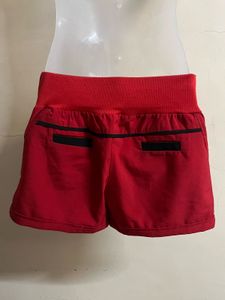 Red High Striped Waist Shorts