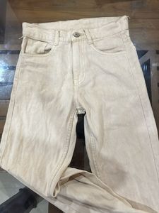 Cream Straight Leg Jeans