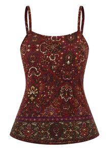 Bohemian Print Spaghetti Strap Cami Top