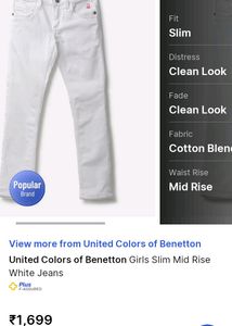 New White Jeans Pant For Girls Branded