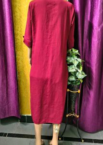 Stylish Magenta Kurti with Unique Button Detail