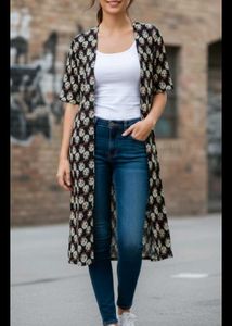 Elegant Floral Print Open Front Shrug
