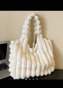 Chic White Faux Fur Hobo Bag