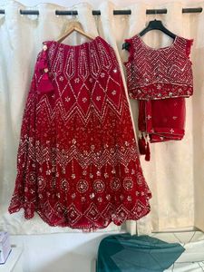 Red Heavy embroidered Mirror Work Lehenga choli