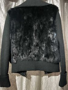 Chic Black Faux Fur &amp; Leather Jacket