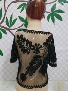(900)Black Sequin Floral Bolero
