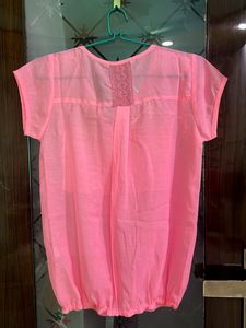 ZARA Neon Pink Sheer Top