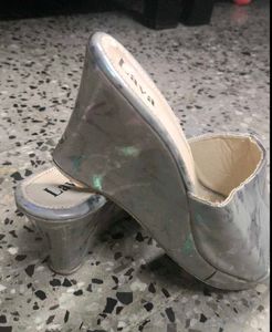 Stylish Grey Marble Wedge Sandals