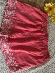 Coral Embroidered Shorts