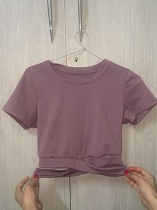 Mauve Twist-Hem Cropped Top