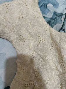 Babydoll coquette cream Eyelet mini Dress
