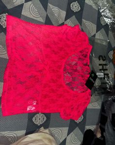 Hot Pink Lace Crop Top