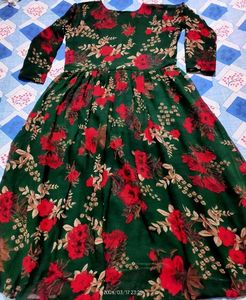 Green Floral Print Kurta Set