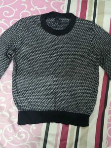 Grey & Black Textured Knit Sweater