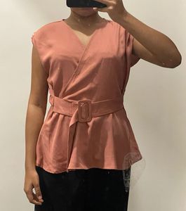Elegant Rose Pink Top with Belt