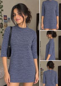 Marks and Spencer-Chic Blue Textured Mini Dress
