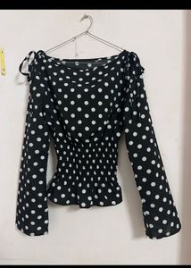Chic Polka Dot Off-Shoulder Top