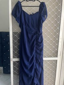 Elegant Navy Blue Ruffled Dress