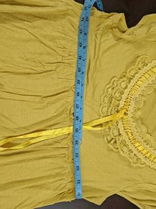 Yellow Lace Detail Women's Top