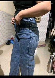 Stylish Wide Leg Acid Wash Jeans