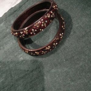Red &amp; Gold Sparkle Bangles