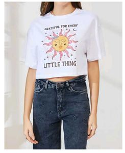 Cute Sun Graphic Cropped T-Shirt