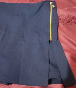 Stylish Navy Blue Pants with Gold Zipper Detail